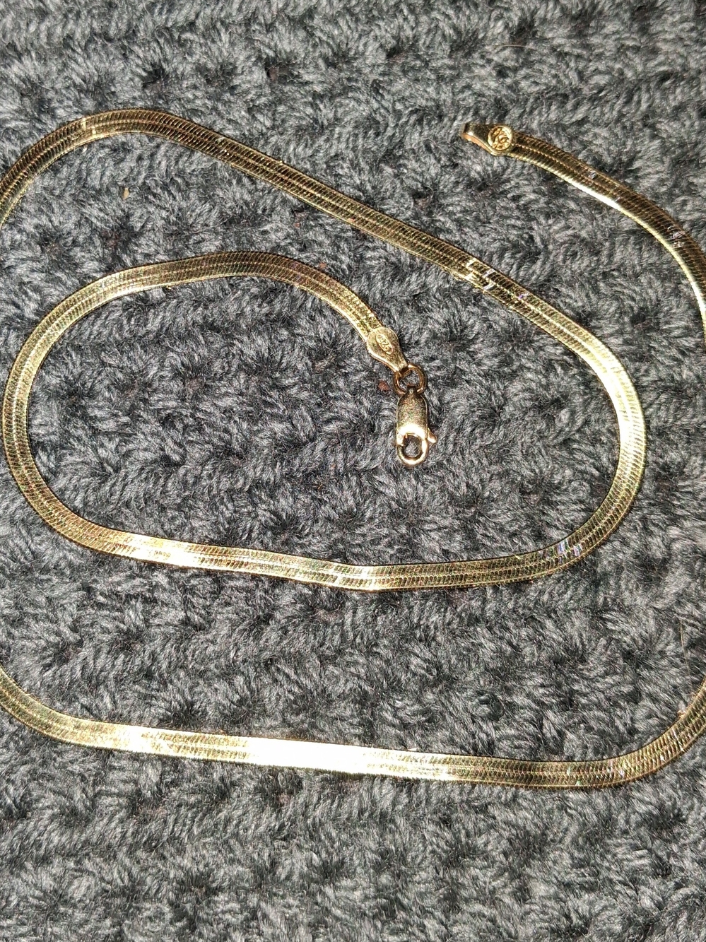 18K Gold Sterling Silver Herringbone Necklace